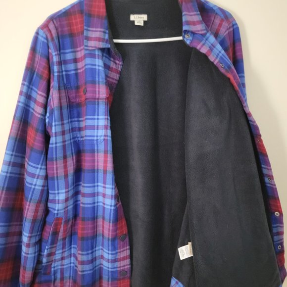 LL Bean fleece-lined plaid flannel shirt - Picture 3 of 3